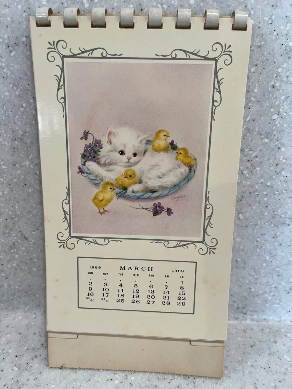 Vtg 1969 Marjorie M. Cooper Kitten Kalendar MCM Calendar by Gibson HTF **READ**